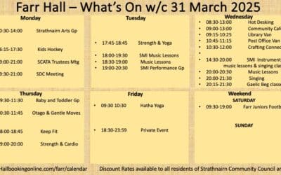 What’s On Farr Community Hall w/c 31 March