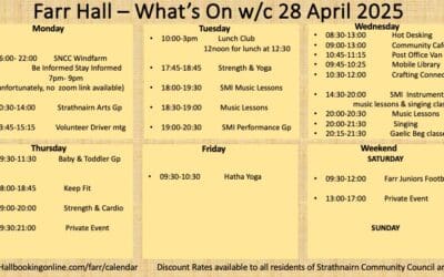What’s On Farr Hall w/c 28th April 2025