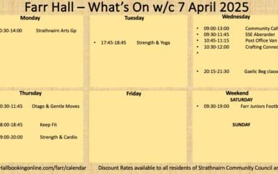 Farr Hall What’s On w/c 7th April