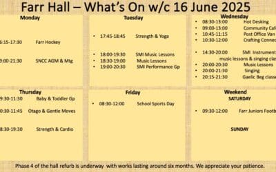 Farr Hall What’s on w/c 16th June