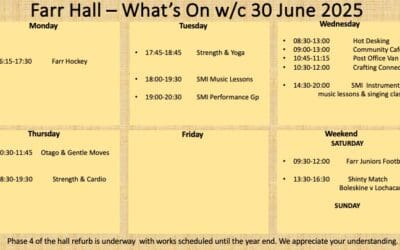Farr Hall What’s On W/C 30 June 2025