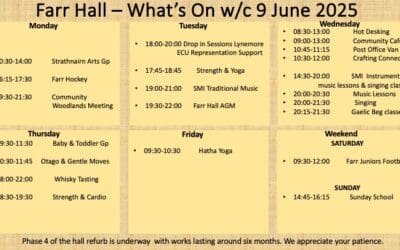 What’s on Farr Hall w/c 9th June 2025