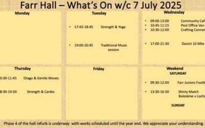 Farr Hall What’s On w/c 7th July 2025