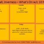 What's On - Daviot Hall w/c 10 November