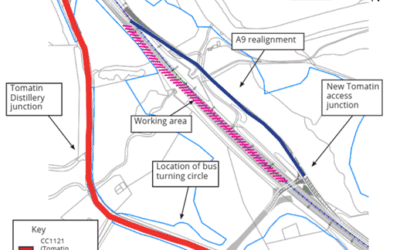 Overnight temp traffic signals & convoy system A9 south  Tomatin