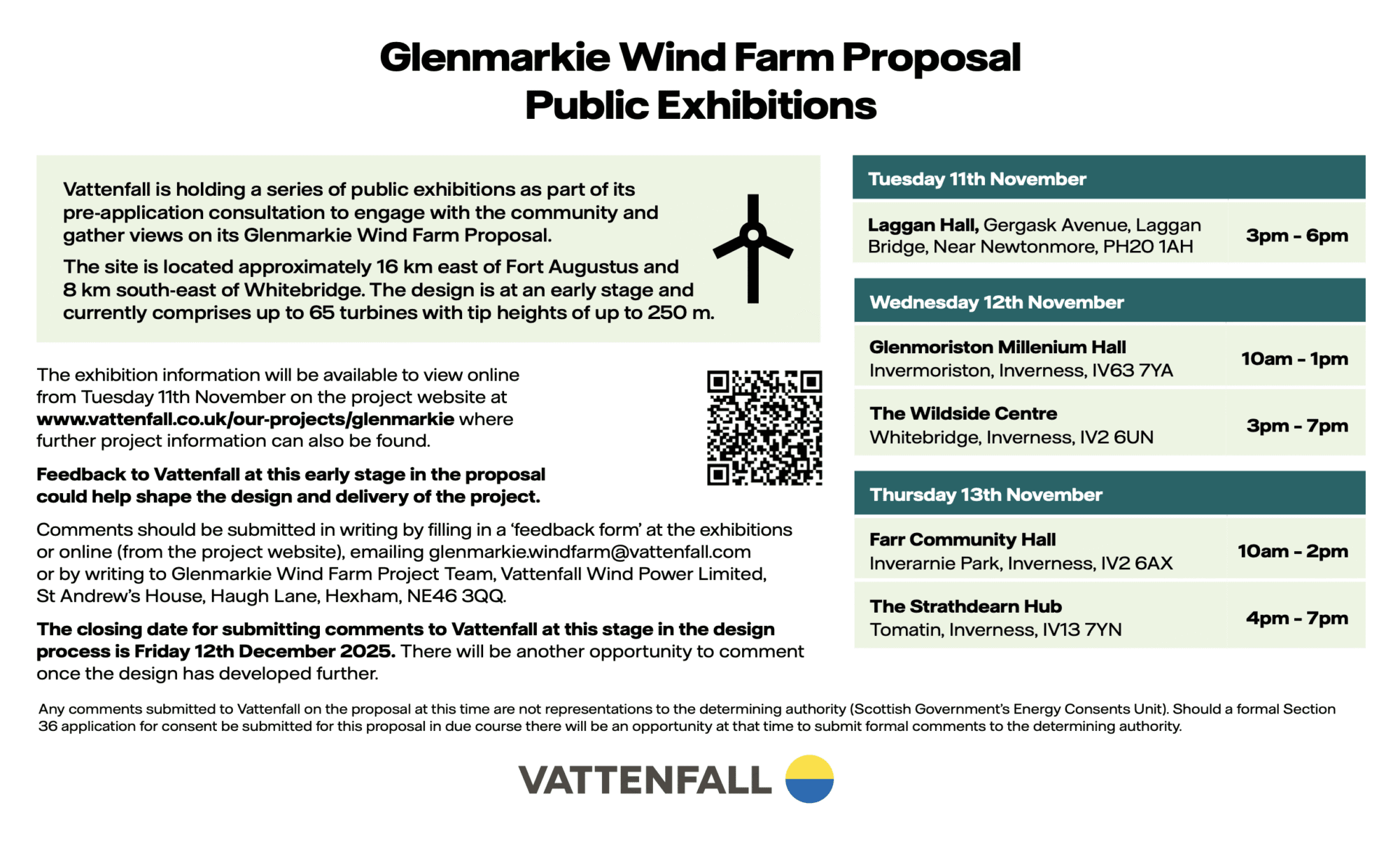 Glenmarkie Wind Farm Public Exhibition Farr Hall Thursday 13 Nov