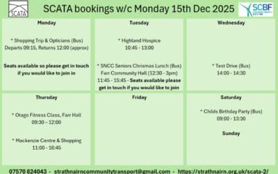 SCATA Bookings w/c 15th December 2025