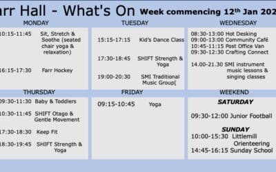 Farr Hall What’s on w/c 12th January