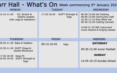 Farr Hall what’s on w/c 5th January 2026