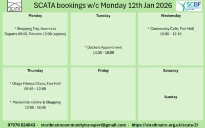 SCATA Bookings w/c 12th January 2026