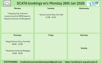 SCATA Bookings w/c 26th January 2026