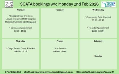 SCATA Bookings w/c 2nd February 2026