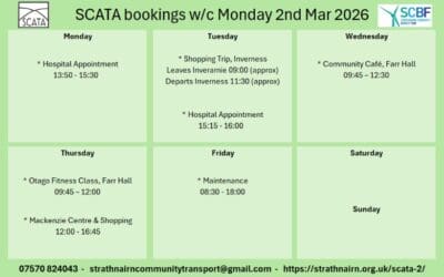 SCATA Bookings w/c 2nd March 2026