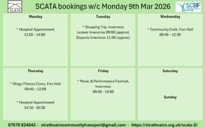 SCATA Bookings w/c 9th March 2026