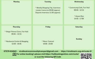 SCATA Bookings w/c 15th June 2026
