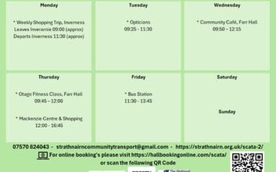SCATA Booking’s w/c Monday 10th August 2026