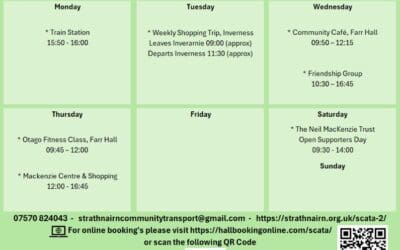 SCATA Bookings w/c Monday 17th August 2026