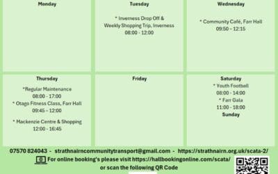 SCATA Bookings w/c Monday 7th September 2026