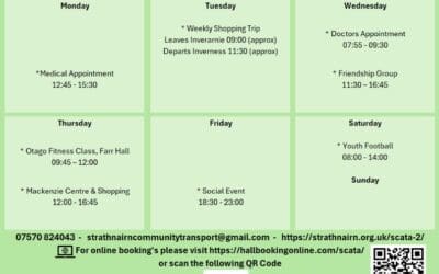 SCATA Bookings w/c Monday 12th October 2026